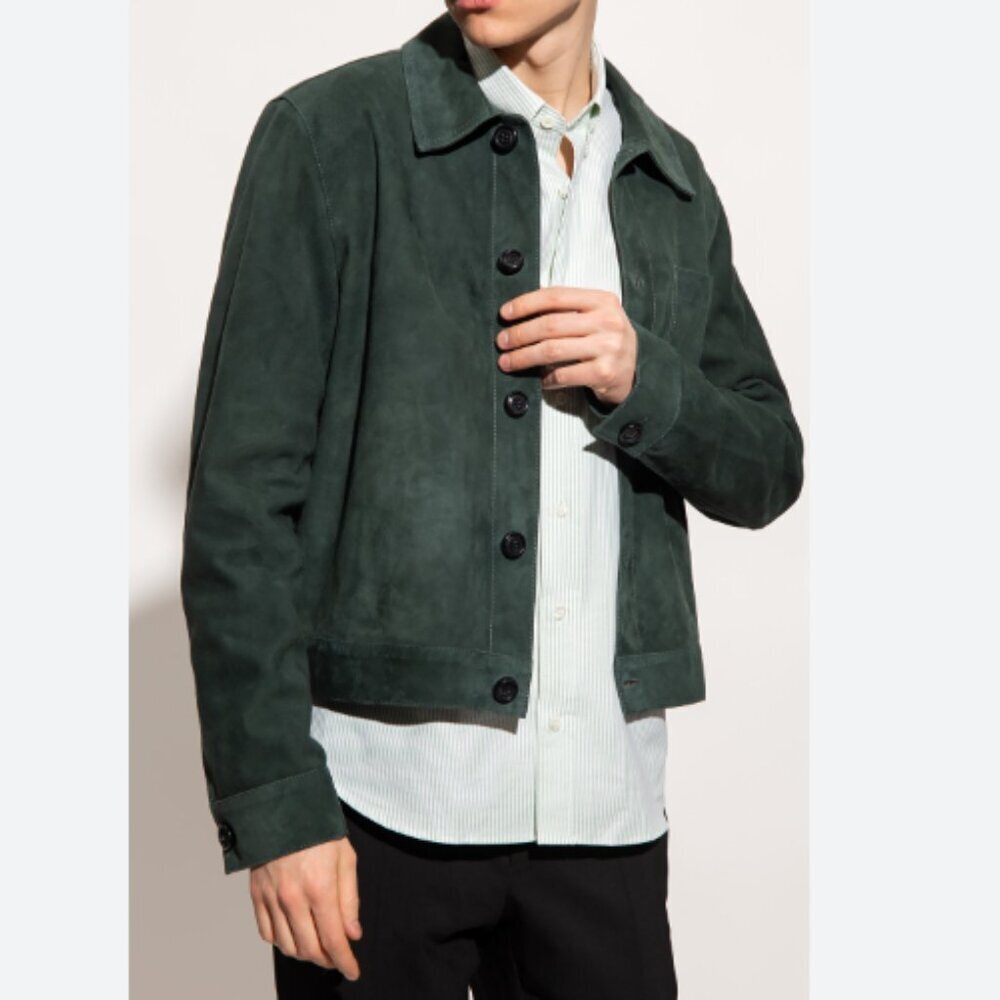 Ami Alexandre Mattiussi Men's 100% Goat Suede Button Front Jacket - XXL